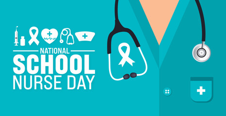 8 may School Nurse Day background template. Holiday concept. use to background, banner, placard, card, and poster design template with text inscription and standard color. vector illustration.