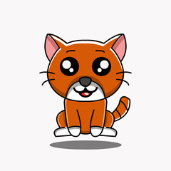 cute vector design illustration of a sitting cat mascot