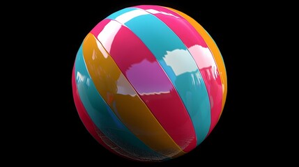 Brightly Colored 3D Rendered Glossy Beach Ball Icon Perfect for Summer Branding and Designs