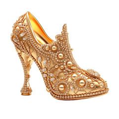 Fototapeta premium gold jewelry high heel isolated on white