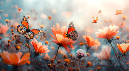 Butterfly Ballet: Watercolor Extravaganza of Energetic Butterflies in a Summer Garden