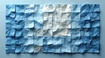   A paper replica appearing blue and white, mimicking the texture of individual sheets - obrazy, fototapety, plakaty