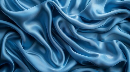   A tight shot of a blue fabric, displaying an intricate, wavy pattern on its texture Soft tactile quality