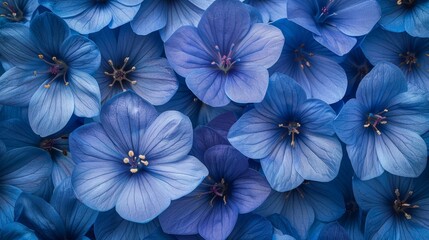   A cluster of blue flowers, surrounded by more blue flower clusters