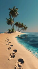 Enchanting Oasis Footprints Leading to a Tropical Paradise