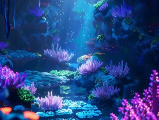 Enchanting Underwater Realm of Bioluminescent Coral Reefs and Otherworldly Marine Life