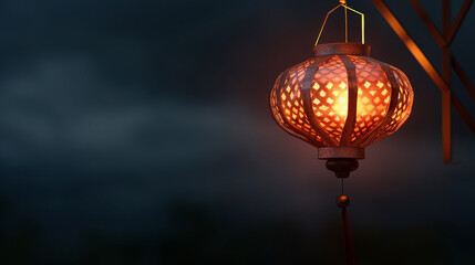 A serene Vesak lantern shining in the night, leaving ample space for your words to glow.
