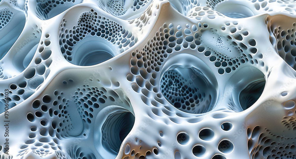 Poster 3d abstract biomorphic art, complex, scientific. generative ai.