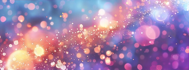 vibrant multicolored circular blurry lights on dark blue background convey a sense joy ,energy and celebration in abstract digital art style