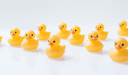 Generic yellow rubber ducky toy background image; many ducks