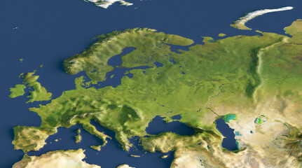 3d render of a map of Europe. Elements of this image furnished by NASA.