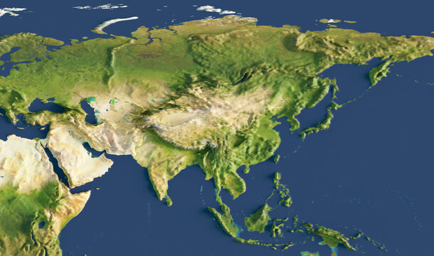 Fototapeta 3d render of a map of Asia. Elements of this image furnished by NASA.