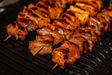 Closeup of meat prepared on electric grill