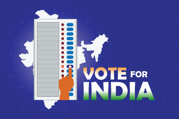 illustration of Hand pressing Electronic Voting Machine button for General Election in India. vote for India.
