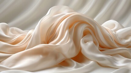   A tight shot of a white fabric, displaying undulating patterns at its upper and lower edges - obrazy, fototapety, plakaty