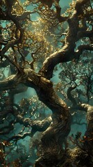 Obraz premium Gnarled Trees Whispering Lullabies of Forgotten Lore in DD Style