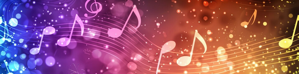 banner of abstract colorful background with sheet music