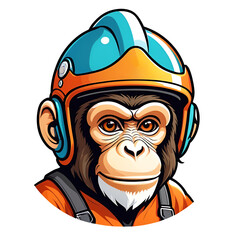 a monkey wearing a helmet logo vector for t-shirt