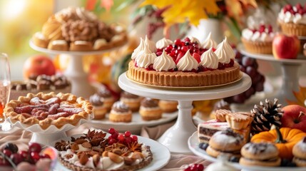Obraz na płótnie Canvas Close-Up of Delightful Thanksgiving Sweets, Festive Display
