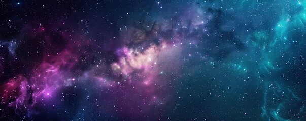 Lovely galaxy of stars with teal and purple hues - obrazy, fototapety, plakaty
