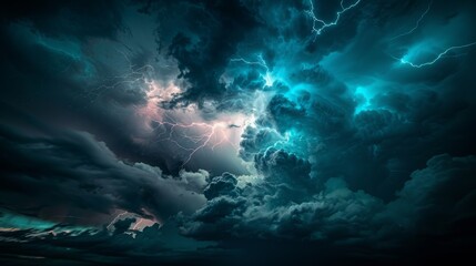 Electric Storm Over Ocean, Majestic Lightning Display
