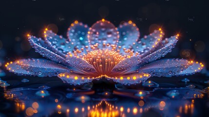  water droplets on petals mirror in reflection - obrazy, fototapety, plakaty
