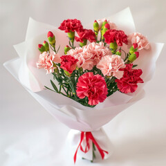 분홍과 빨강의 카네이션 꽃다발