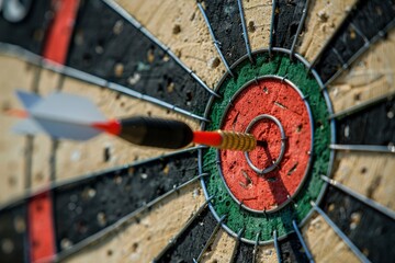 an arrow on a dartboard hitting the target, signifying a goal successfully scored