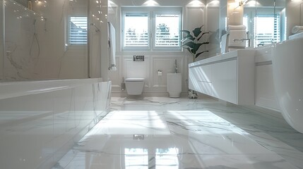 Modern and clean bathroom. Generative AI. - obrazy, fototapety, plakaty