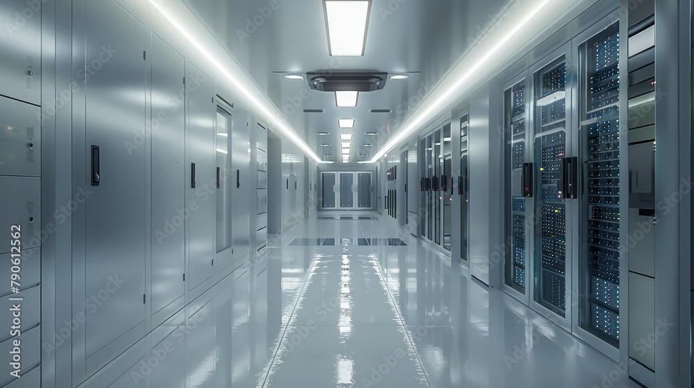 Aufkleber modern server room. network server room. generative ai.