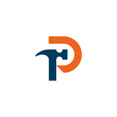 P Letter with a Hammer Construction 
 Logo Vector Design