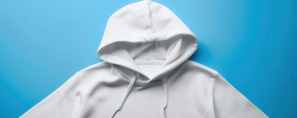 white blank hoodie mockup against blue background