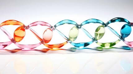 A colorful glass chain with a green and yellow bead
