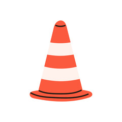 Traffic safety cone, reflective collars, durable pvc orange construction cones for home road parking use, caution, warning supplie, security for marking safe boundary, border flat vector illustration.