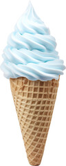 sky blue vanilla ice cream cone isolated on white or transparent background,transparency 