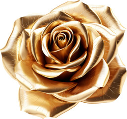 golden rose,rose flower made of gold isolated on white or transparent background,transparency 