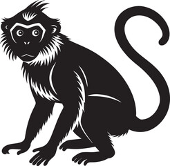 Monkey. Black and white vector illustration for tattoo or t-shirt design