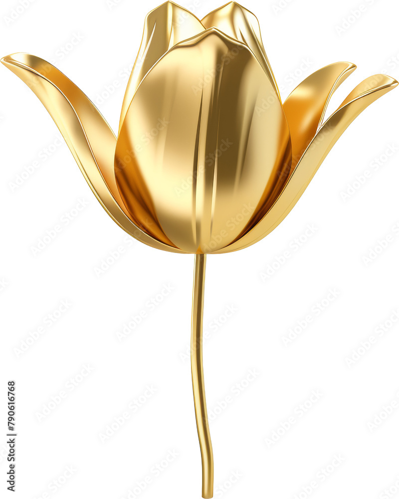 Wall mural golden tulip,tulip flower made of gold isolated on white or transparent background,transparency