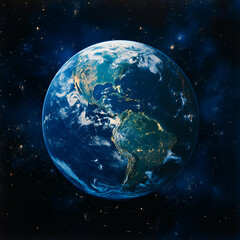 Obraz premium 地球のアメリカ南部と南アメリカの夜の光