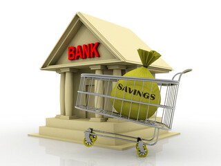 3d illustration money saving in bank concept