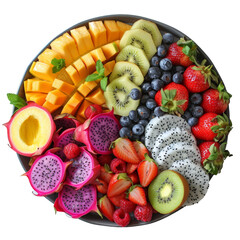 Exotic fruit platter with dragon fruit