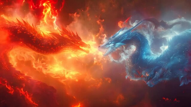 Elemental Duel: Fire vs. Ice in a Minimalist Symphony. Concept Fantasy Battle, Elemental Powers, Fire vs Ice, Minimalist Art, Symphony