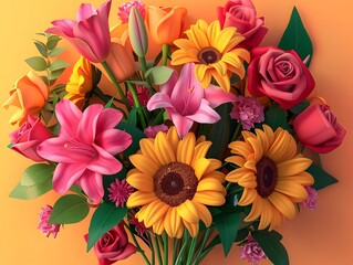 Vibrant Floral Bouquet Conveying Love and Friendship