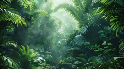 Jungles background, more plants on the sides. Generative AI.