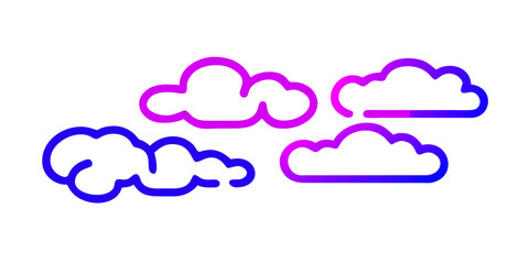 Several stylized clouds are depicted against a deep blue background, featuring vibrant pink and purple neon-like outlines that give the scene a modern, digital feel. AI generated.