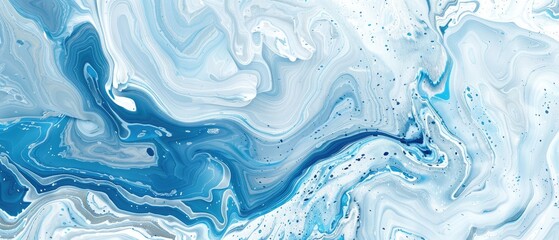 Fototapeta premium Dive into an abstract blue and white marbleized stone texture for a stunning panoramic banner backdrop. Ai Generated.