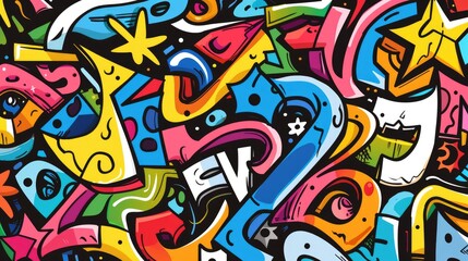 Vibrant graffiti-style design background bursts with bright colors, Ai Generated.
