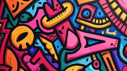 Vibrant graffiti-style design background bursts with bright colors, Ai Generated.