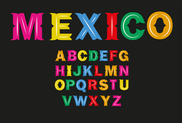 Mexican multicoloured font. Cinco the Mayo. Vector illustration.