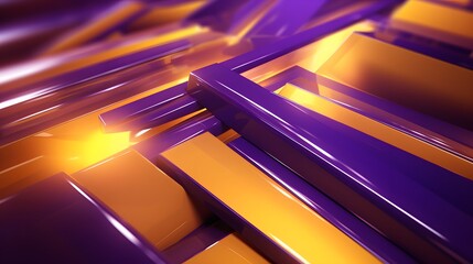 3d rendering of purple and yellow abstract geometric background. Scene for advertising, technology,...